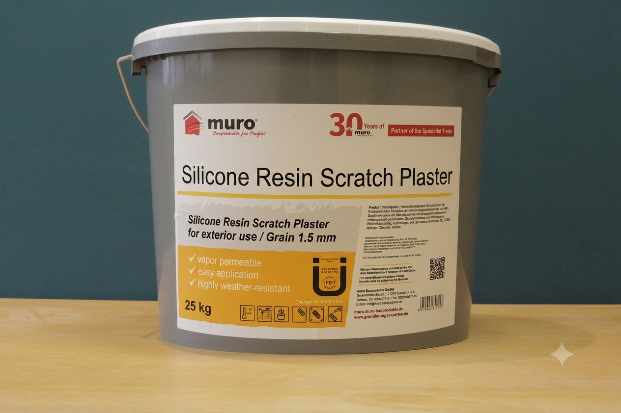 Silicone resin scratch plaster 1.5mm (25kg bucket)