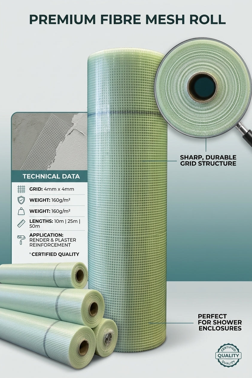 Fibreglass mesh 4×4mm 160g/m² (per m²)