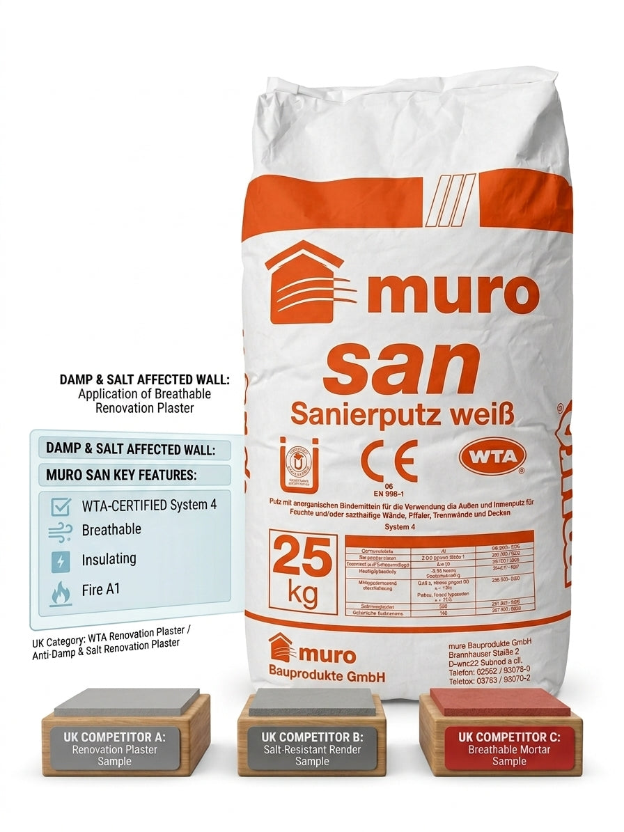 muro san Restoration Plaster WTA - Damp Masonry Treatment (25kg)