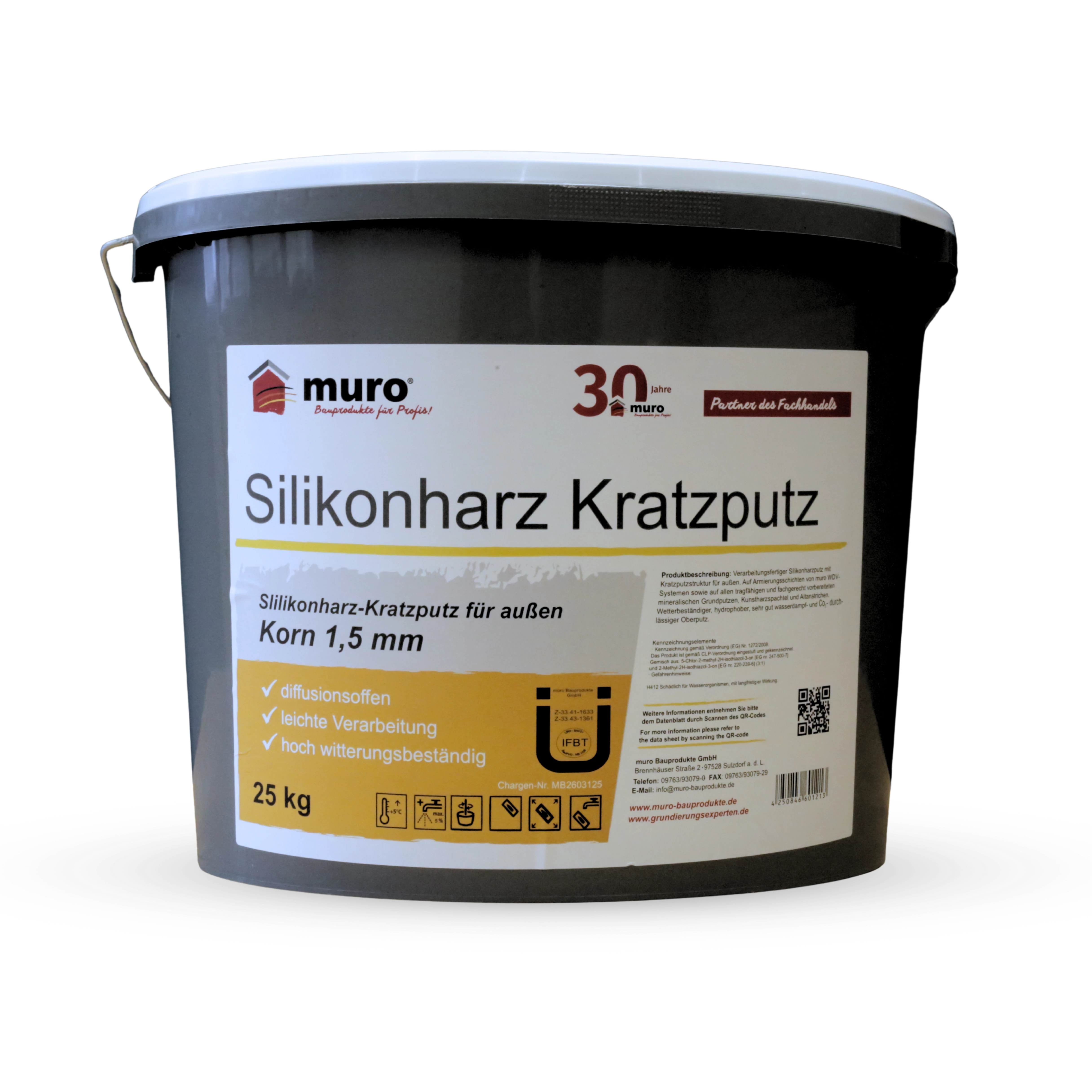 Silicone resin scratch plaster 1.5mm (25kg bucket)